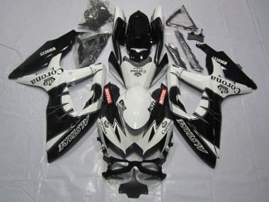 Shop 2008-2010 Suzuki GSXR 600 / GSXR 750 Motorcycle Fairing - White Black Alstare Corona Motul