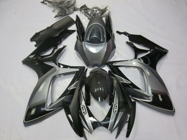 Shop 2006-2007 Suzuki GSXR 600 / GSXR 750 Motorcycle Fairings - Grey Glossy Black Stripe