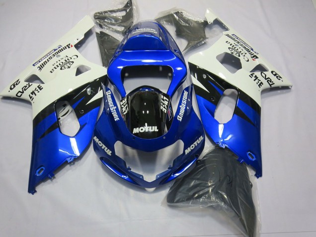 2001-2003 Suzuki GSXR 600 / GSXR 750 Motorcycle Fairings - White Blue Glossy Black