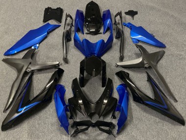 Shop 2008-2010 Suzuki GSXR 600 / GSXR 750 Motorcycle Fairings - Blue Grey Glossy Black