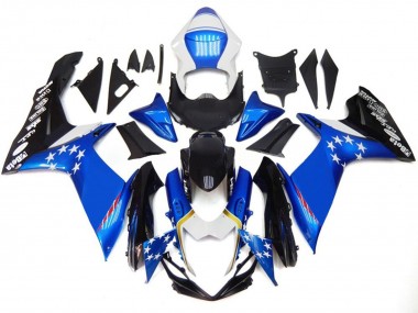 Shop 2011-2024 Suzuki GSXR 600 / GSXR 750 Motorcycle Fairings - Blue Style with Red Stars