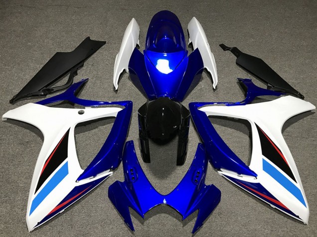 2006-2007 Suzuki GSXR 600 / GSXR 750 Motorcycle Fairing Kits - White Blue Glossy Black