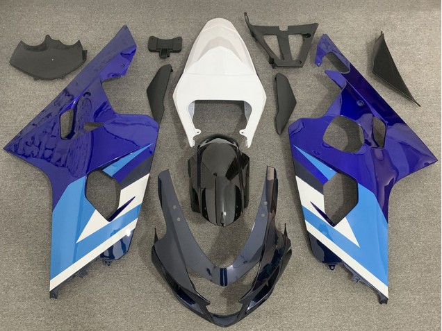 2004-2005 Suzuki GSXR 600 / GSXR 750 Motorcycle Fairing - White Blue Black