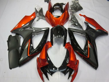 Shop 2006-2007 Suzuki GSXR 600 / GSXR 750 Motorcycle Fairings - Burnt Orange Grey Glossy Black