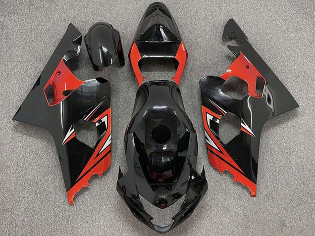 2004-2005 Suzuki GSXR 600 / GSXR 750 Motorcycle Fairings - Glossy Black Red