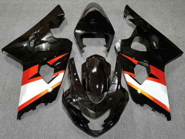 Shop 2004-2005 Suzuki GSXR 600 / GSXR 750 Motorcycle Fairings - Glossy Black Orange White