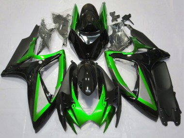 Shop 2006-2007 Suzuki GSXR 600 / GSXR 750 Motorcycle Fairing - Green Glossy Black Matte Black