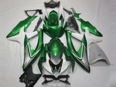 Shop 2008-2010 Suzuki GSXR 600 / GSXR 750 Motorcycle Fairings - White Green Silver Glossy Black