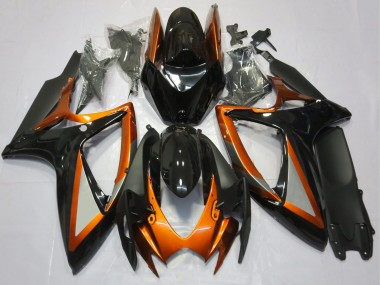 Shop 2006-2007 Suzuki GSXR 600 / GSXR 750 Motorcycle Fairings - Orange Glossy Black Matte Black