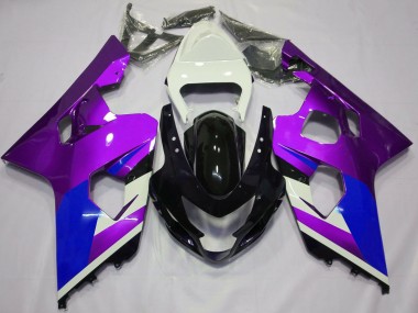 Shop 2004-2005 Suzuki GSXR 600 / GSXR 750 Motorcycle Fairings - White Purple Blue Glossy Black