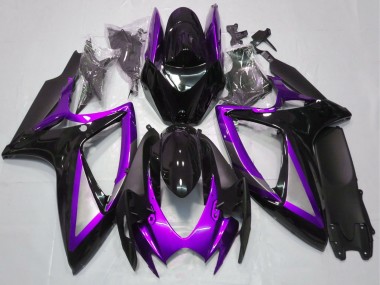 Shop 2006-2007 Suzuki GSXR 600 / GSXR 750 Motorcycle Fairings - Purple Glossy Black Matte Black