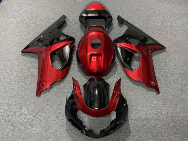 Shop 2001-2003 Suzuki GSXR 600 / GSXR 750 Motorcycle Fairings - Red Glossy Black