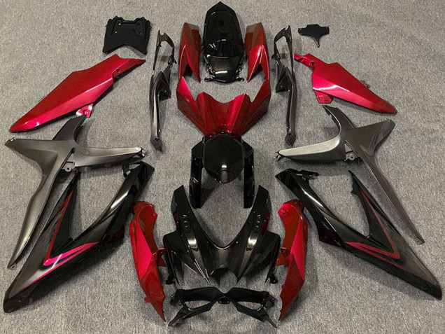 2008-2010 Suzuki GSXR 600 / GSXR 750 Motorcycle Fairings - Red Glossy Black Matte Black
