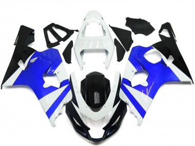 Shop 2004-2005 Suzuki GSXR 600 / GSXR 750 Motorcycle Fairing Kits - White Blue Glossy Black