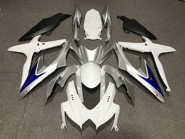 2008-2010 Suzuki GSXR 600 / GSXR 750 Motorcycle Fairings - White Silver Blue Matte Black