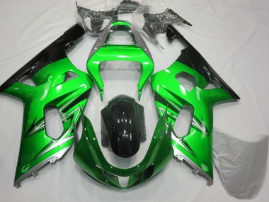 Shop 2001-2003 Suzuki GSXR 600 / GSXR 750 Motorcycle Fairings - Green Silver Glossy Black