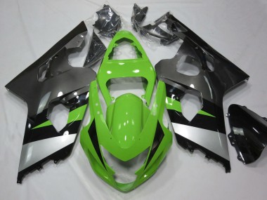 Shop 2004-2005 Suzuki GSXR 600 / GSXR 750 Motorcycle Fairing - Green Silver Glossy Black