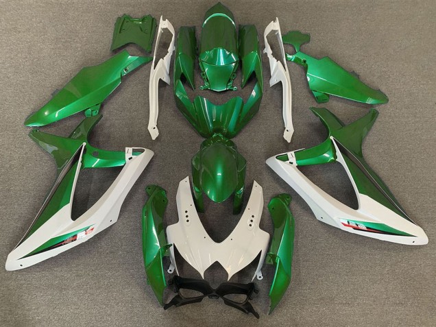 2008-2010 Suzuki GSXR 600 / GSXR 750 Motorcycle Fairings - White Green OEM Style