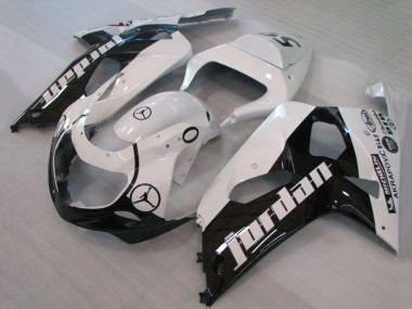 Shop 2001-2003 Suzuki GSXR 600 / GSXR 750 Motorcycle Fairings - White Glossy Black Jordan Michelin