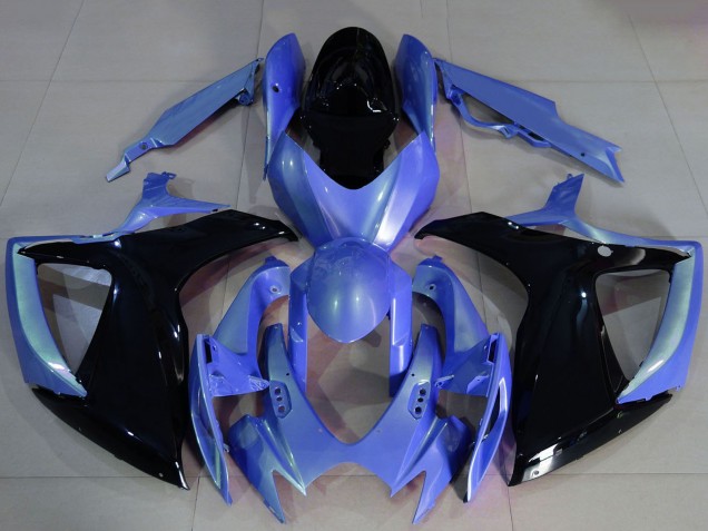 2006-2007 Suzuki GSXR 600 / GSXR 750 Motorcycle Fairings - Light Blue Glossy Black
