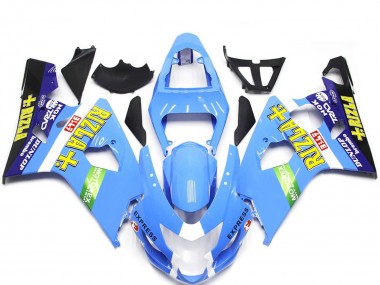 Shop 2004-2005 Suzuki GSXR 600 / GSXR 750 Motorcycle Fairings - Light Blue Green Yellow Rizla Style