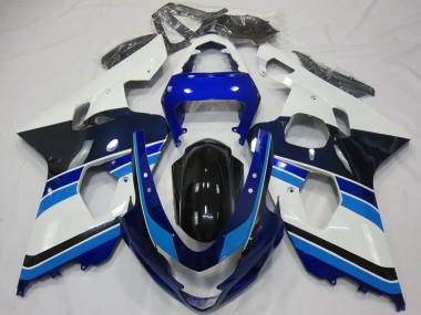 Shop 2004-2005 Suzuki GSXR 600 / GSXR 750 Motorcycle Fairings - White Blue Glossy Black
