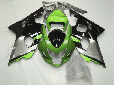 Shop 2004-2005 Suzuki GSXR 600 / GSXR 750 Motorcycle Fairings - Green Silver Glossy Black