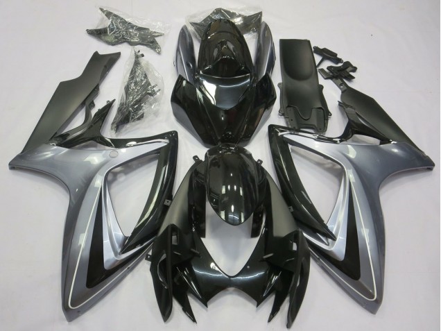 2006-2007 Suzuki GSXR 600 / GSXR 750 Motorcycle Fairings - Silver Glossy Black Matte Black