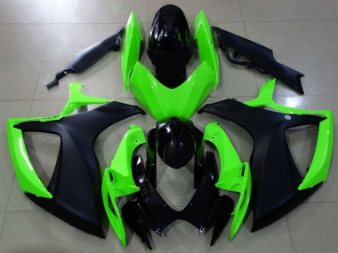 Shop 2006-2007 Suzuki GSXR 600 / GSXR 750 Motorcycle Fairings - Green Glossy Black Matte Black