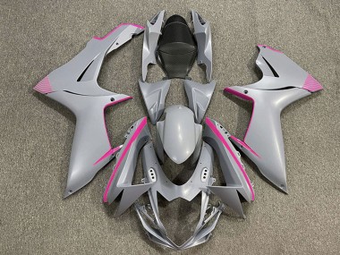 Shop 2011-2024 Suzuki GSXR 600 / GSXR 750 Motorcycle Fairings - Matte Nardo Grey Pink Accents