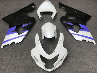 Shop 2004-2005 Suzuki GSXR 600 / GSXR 750 Motorcycle Fairings - White Blue Matte Black