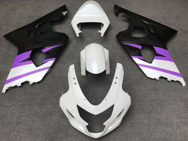 Shop 2004-2005 Suzuki GSXR 600 / GSXR 750 Motorcycle Fairings - White Purple Matte Black