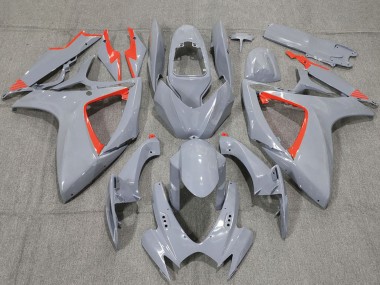 Shop 2006-2007 Suzuki GSXR 600 / GSXR 750 Motorcycle Fairings - Nardo Grey and Red Trim