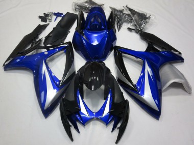 Shop 2006-2007 Suzuki GSXR 600 / GSXR 750 Motorcycle Fairings - Blue Silver Glossy Black OEM Style