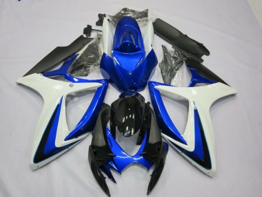Shop 2006-2007 Suzuki GSXR 600 / GSXR 750 Motorcycle Fairings - White Blue Glossy Black OEM Style