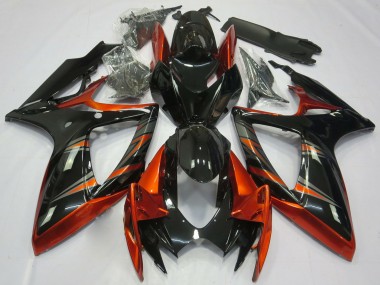 Shop 2006-2007 Suzuki GSXR 600 / GSXR 750 Motorcycle Fairings - Orange Glossy Black