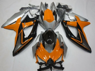 Shop 2008-2010 Suzuki GSXR 600 / GSXR 750 Motorcycle Fairings - Silver Orange Glossy Black