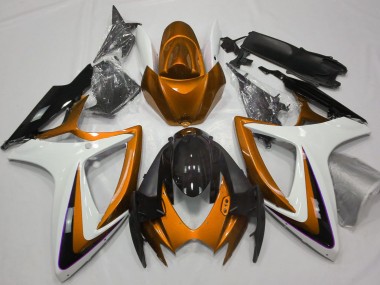Shop 2006-2007 Suzuki GSXR 600 / GSXR 750 Motorcycle Fairings - Orange White Glossy Black