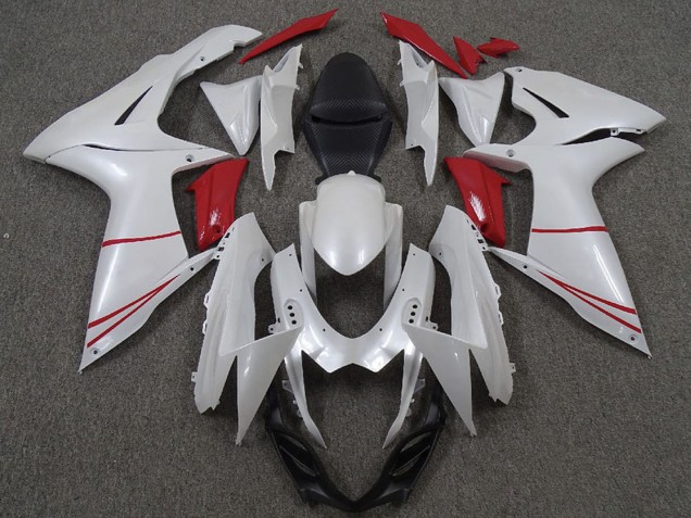 2011-2024 Suzuki GSXR 600 / GSXR 750 Motorcycle Fairings - Pearl White and Red