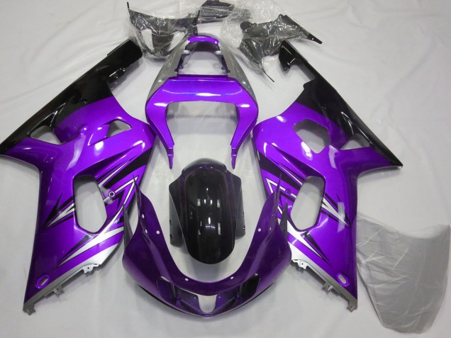 2001-2003 Suzuki GSXR 600 / GSXR 750 Motorcycle Fairings - Purple Silver Glossy Black
