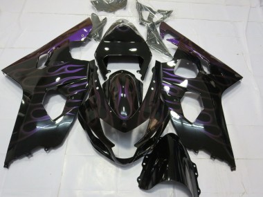 Shop 2004-2005 Suzuki GSXR 600 / GSXR 750 Motorcycle Fairings - Glossy Black Purple Flame