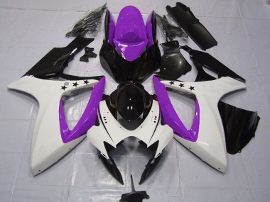 Shop 2006-2007 Suzuki GSXR 600 / GSXR 750 Motorcycle Fairings - Purple White Glossy Black Star
