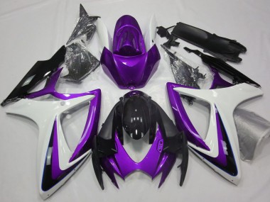 Shop 2006-2007 Suzuki GSXR 600 / GSXR 750 Motorcycle Fairings - Purple White Glossy Black