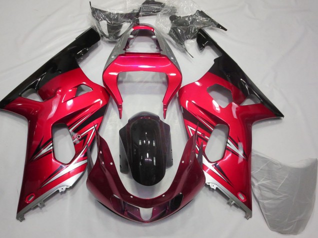 2001-2003 Suzuki GSXR 600 / GSXR 750 Motorcycle Fairings - Red Silver Glossy Black