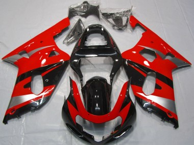 Shop 2001-2003 Suzuki GSXR 600 / GSXR 750 Motorcycle Fairings - Red Silver Glossy Black OEM Style