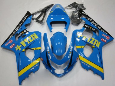 Shop 2004-2005 Suzuki GSXR 600 / GSXR 750 Motorcycle Fairings - Blue Gold Black Rizla