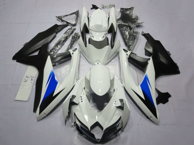 2008-2010 Suzuki GSXR 600 / GSXR 750 Motorcycle Fairings - White Blue Matte Black