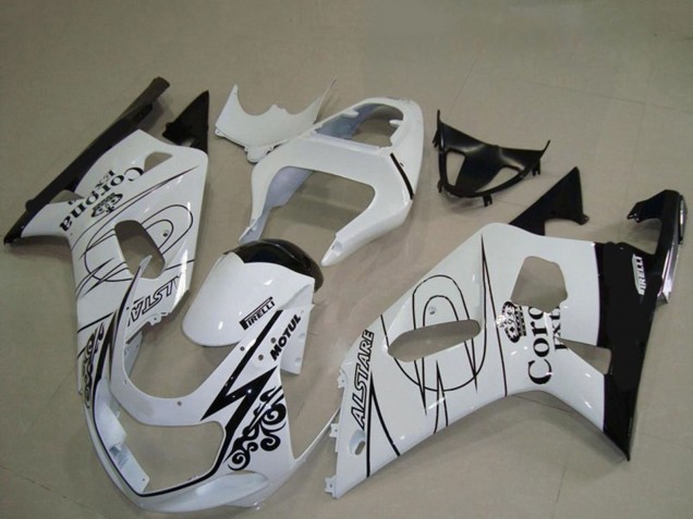 2001-2003 Suzuki GSXR 600 / GSXR 750 Motorcycle Fairings - White Black Corona Alstare