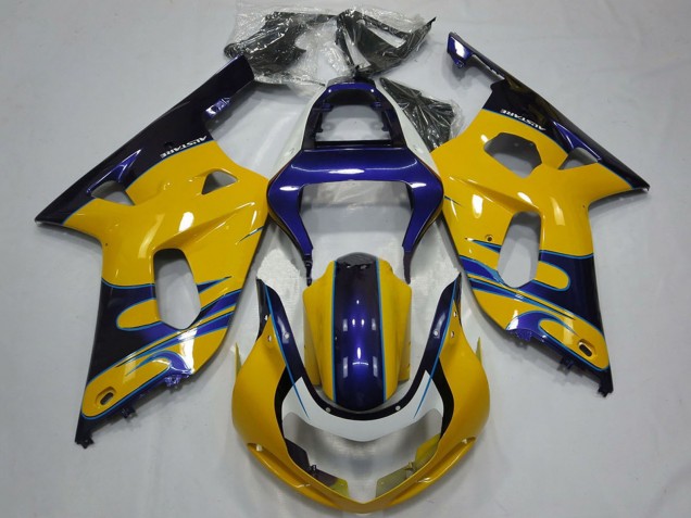 2001-2003 Suzuki GSXR 600 / GSXR 750 Motorcycle Fairings - Yellow Blue