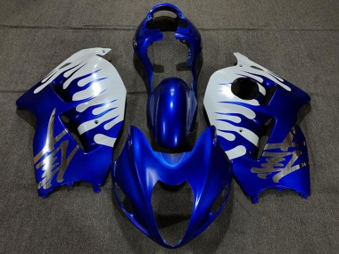 Shop 1996-2007 Suzuki GSXR 1300 Motorcycle Fairings - White Blue Flame